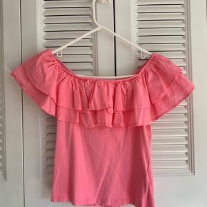 off the shoulder flounce top